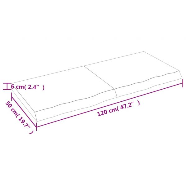 Tischplatte Hellbraun 120x50x(2-6)cm Massivholz Eiche Behandelt