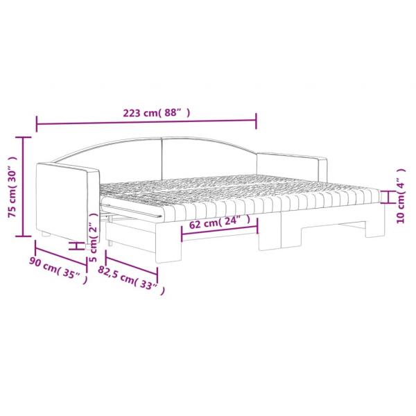 Tagesbett Ausziehbar mit Matratzen Dunkelgrau 80x200 cm Stoff