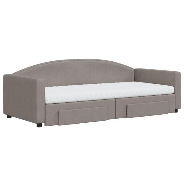 Tagesbett Ausziehbar mit Schubladen Taupe 90x200 cm Stoff