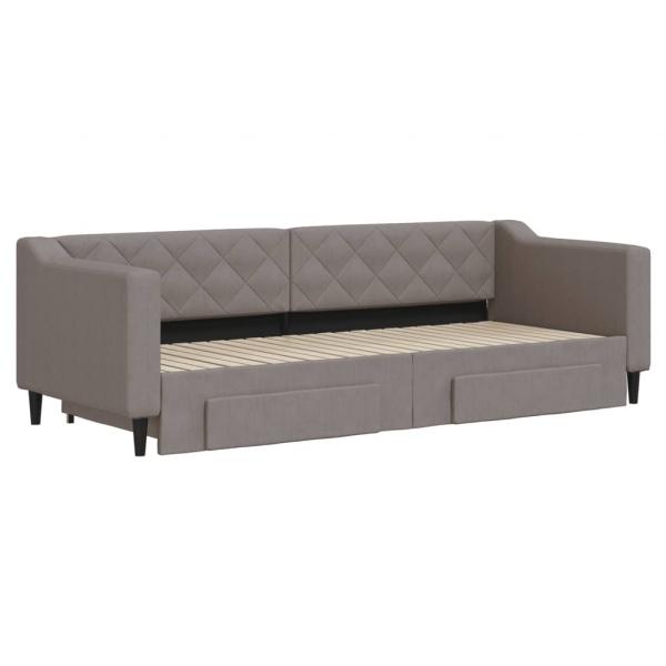 Tagesbett Ausziehbar mit Schubladen Taupe 80x200 cm Stoff