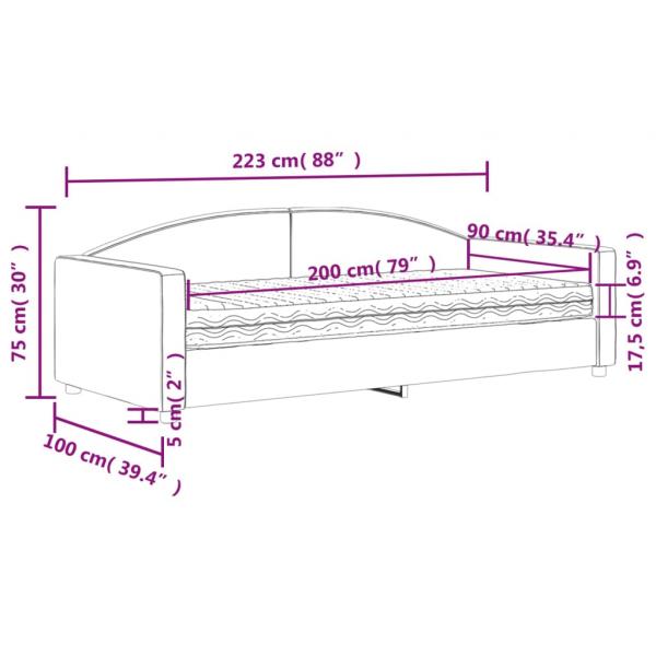 Tagesbett mit Matratze Schwarz 90x200 cm Stoff