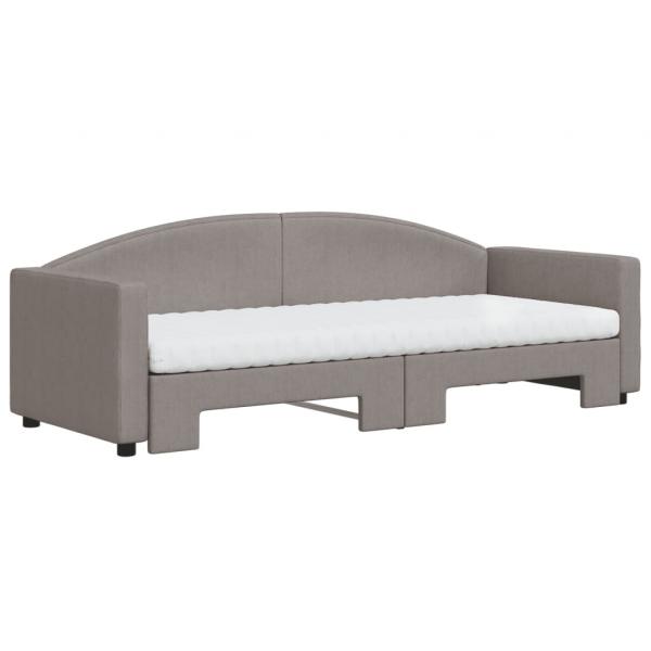 Tagesbett Ausziehbar mit Matratzen Taupe 80x200 cm Stoff