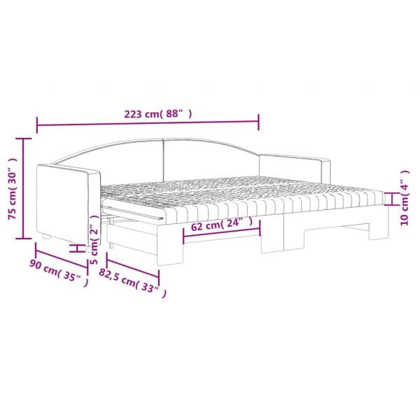 Tagesbett Ausziehbar mit Matratzen Creme 80x200 cm Stoff