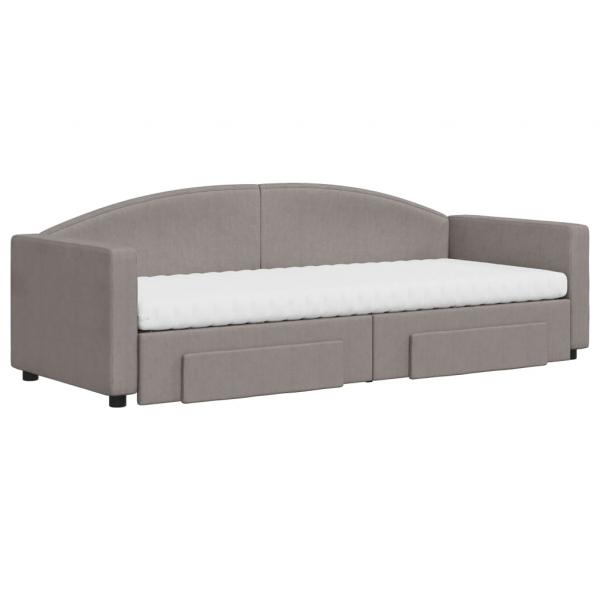 Tagesbett Ausziehbar mit Schubladen Taupe 80x200 cm Stoff