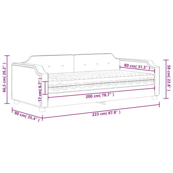 Tagesbett mit Matratze Dunkelgrau 80x200 cm Stoff