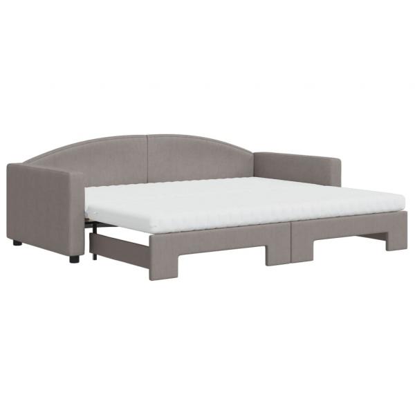 Tagesbett Ausziehbar mit Matratzen Taupe 90x200 cm Stoff