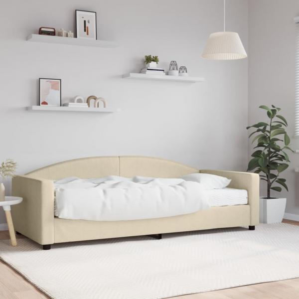 ARDEBO.de - Tagesbett mit Matratze Creme 90x200 cm Stoff