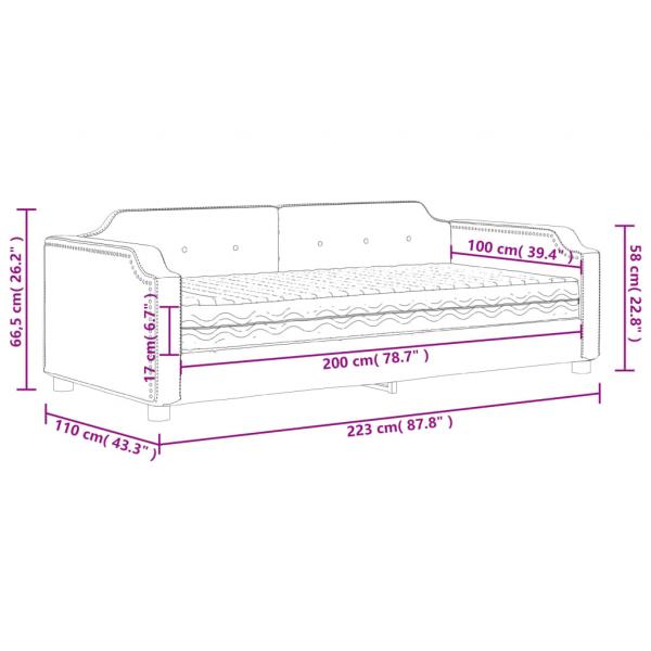 Tagesbett mit Matratze Schwarz 100x200 cm Stoff