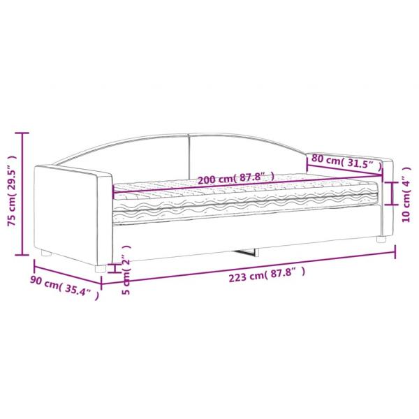 Tagesbett mit Matratze Creme 80x200 cm Stoff