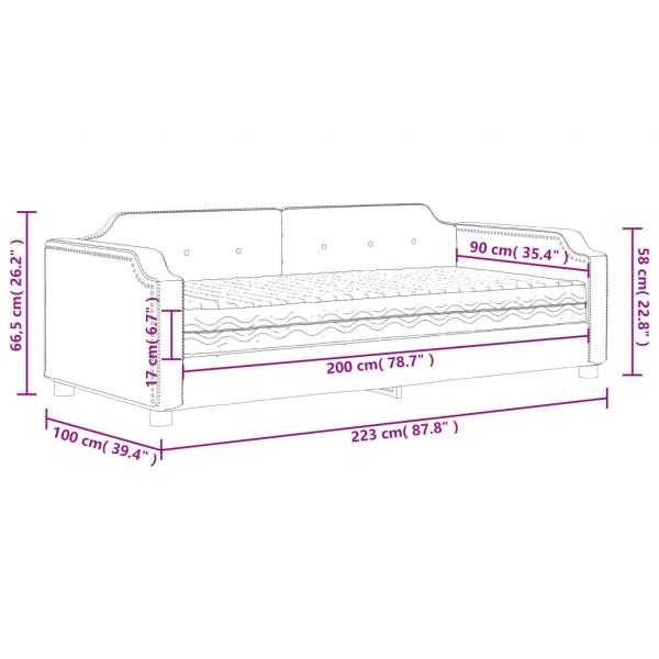 Tagesbett mit Matratze Hellgrau 90x200 cm Stoff