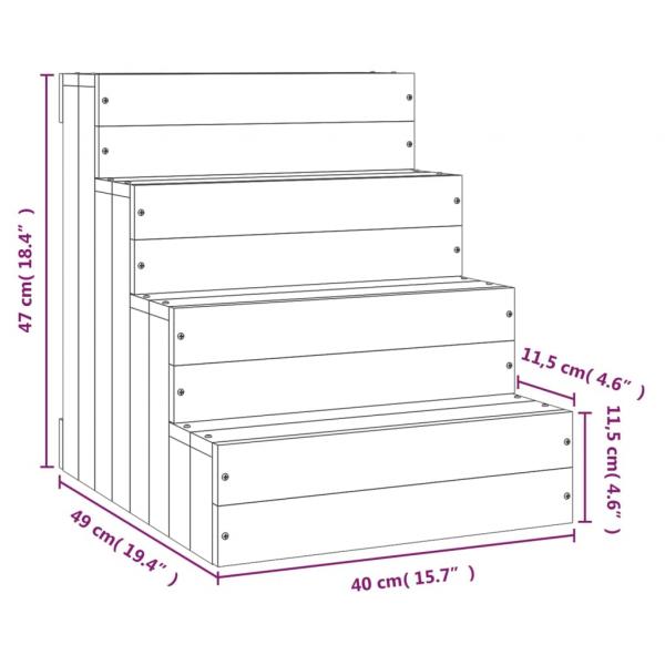 Haustiertreppe Grau 40x49x47 cm Massivholz Kiefer