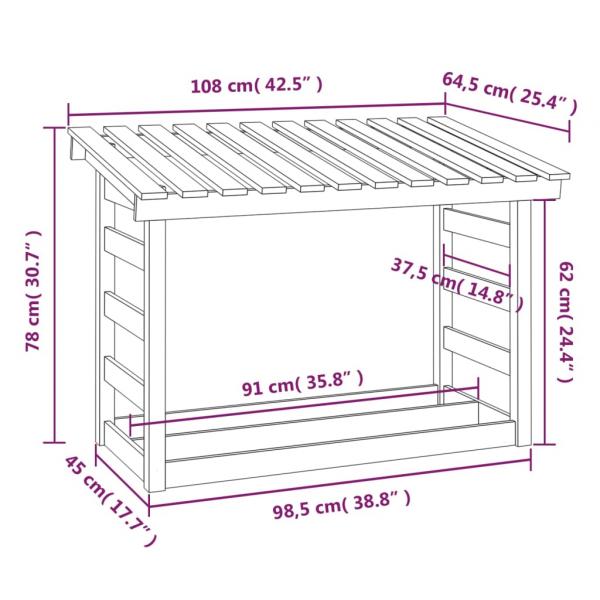 Kaminholzregal Honigbraun 108x64,5x78 cm Massivholz Kiefer