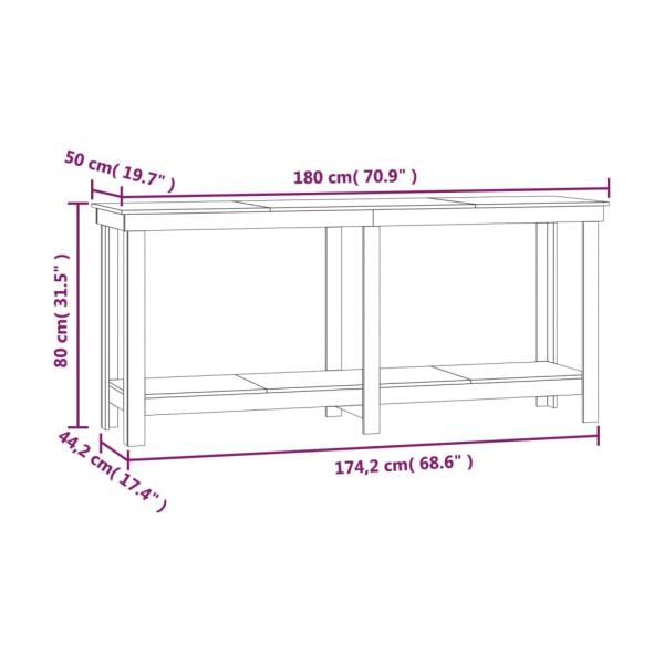 Werkbank Schwarz 180x50x80 cm Massivholz Kiefer