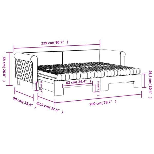 Tagesbett Ausziehbar mit Matratzen Rosa 80x200 cm Samt