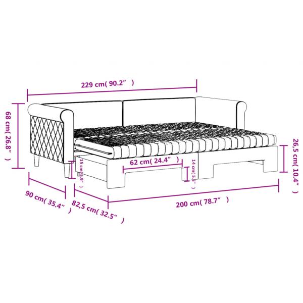 Tagesbett Ausziehbar mit Matratzen Blau 80x200 cm Samt