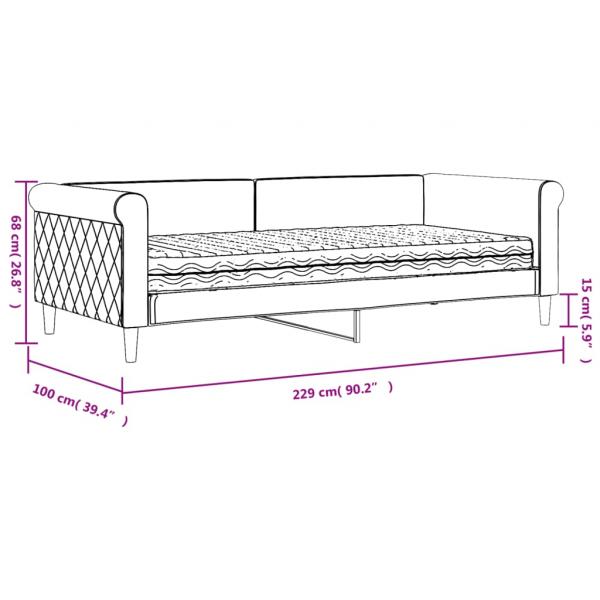 Tagesbett mit Matratze Schwarz 90x200 cm Samt