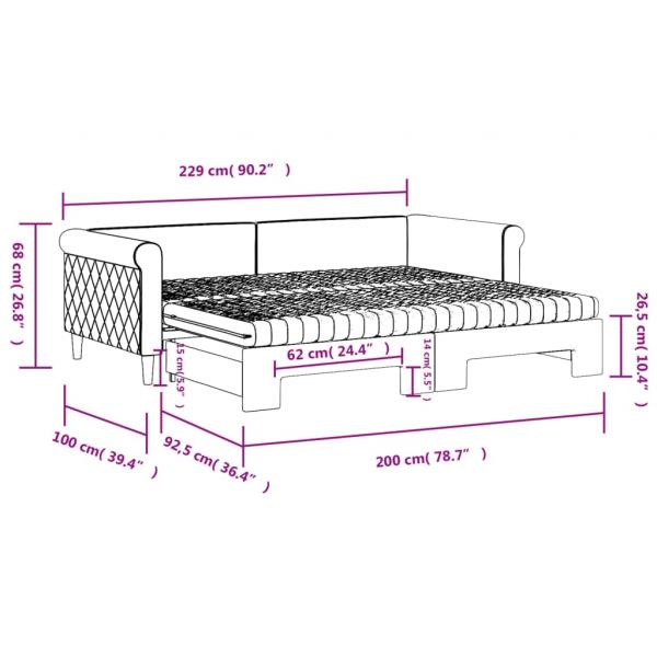 Tagesbett Ausziehbar mit Matratzen Dunkelgrün 90x200 cm Samt