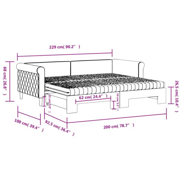 Tagesbett Ausziehbar mit Matratzen Rosa 90x200 cm Samt