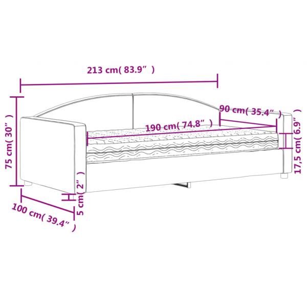 Tagesbett mit Matratze Schwarz 90x190 cm Stoff