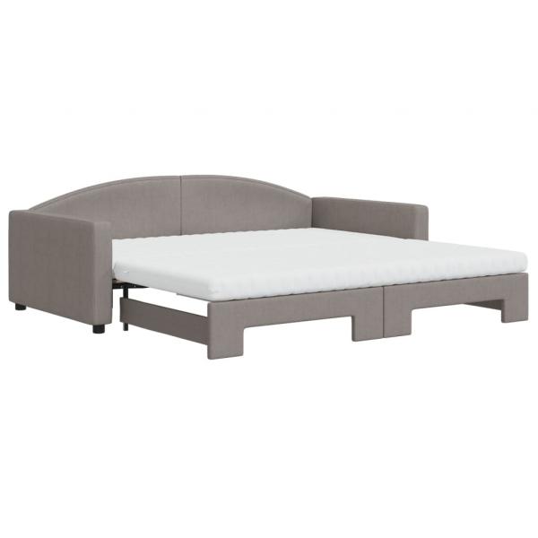 Tagesbett Ausziehbar mit Matratzen Taupe 100x200 cm Stoff