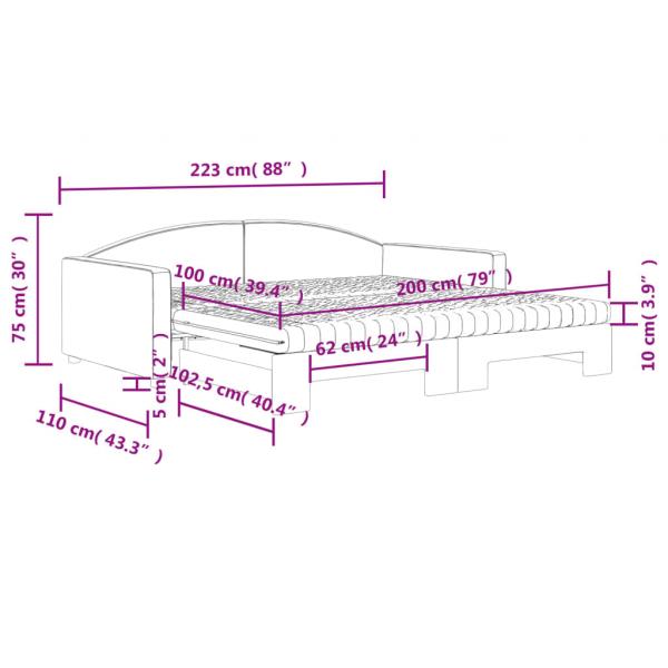 Tagesbett Ausziehbar mit Matratzen Taupe 100x200 cm Stoff