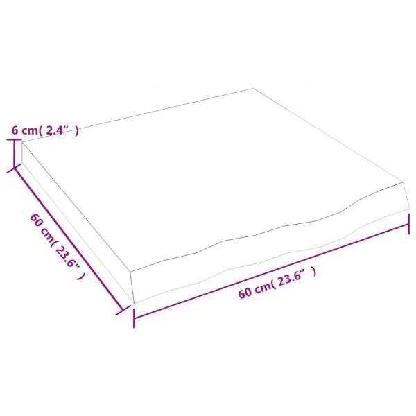 Tischplatte 60x60x(2-6) cm Massivholz Eiche Unbehandelt