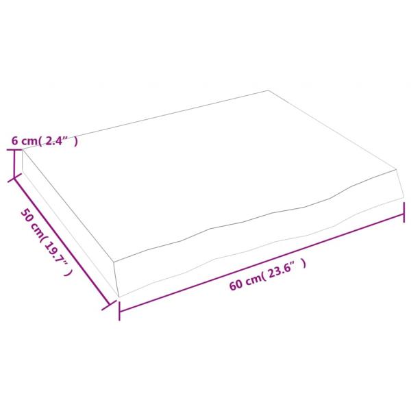 Tischplatte 60x50x(2-6) cm Massivholz Eiche Unbehandelt