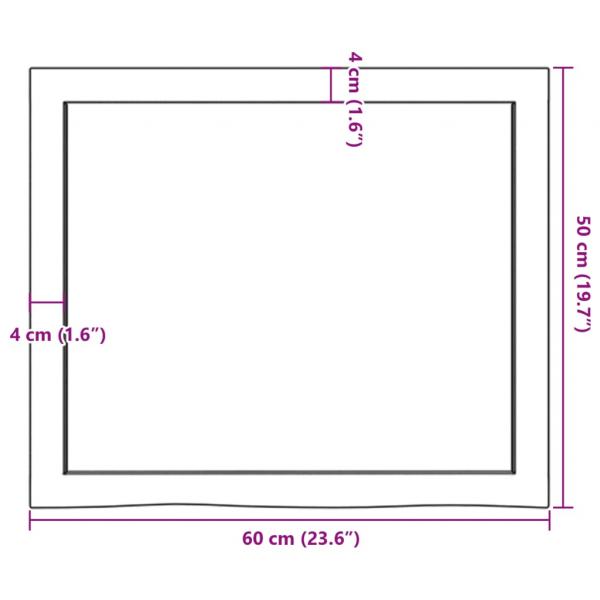 Tischplatte 60x50x(2-6) cm Massivholz Eiche Unbehandelt