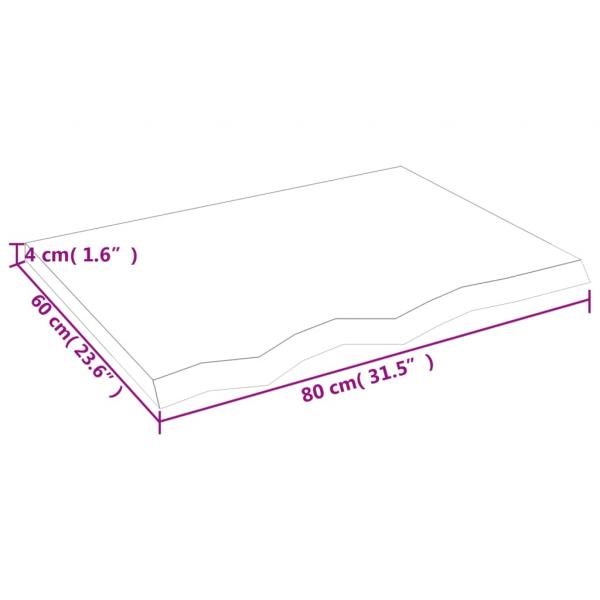 Tischplatte 80x60x(2-4) cm Massivholz Eiche Unbehandelt