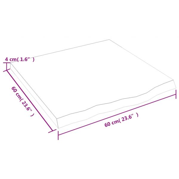 Tischplatte 60x60x(2-4) cm Massivholz Eiche Unbehandelt