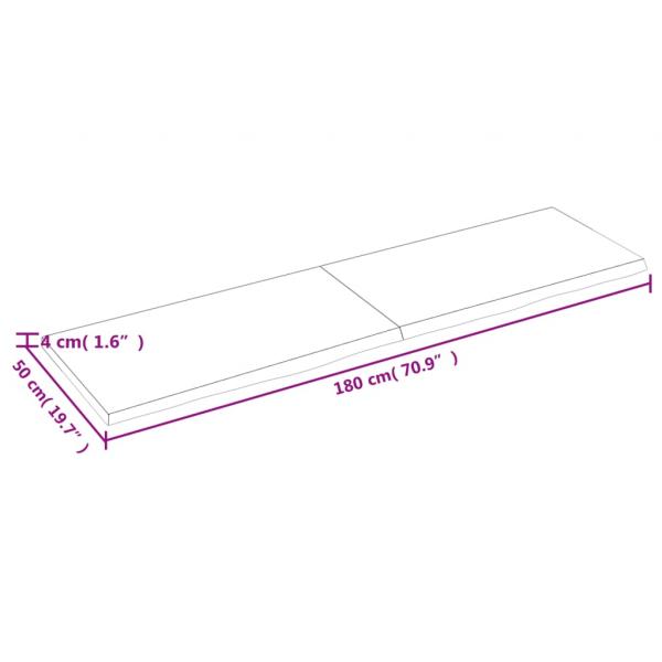 Tischplatte 180x50x(2-4) cm Massivholz Eiche Unbehandelt