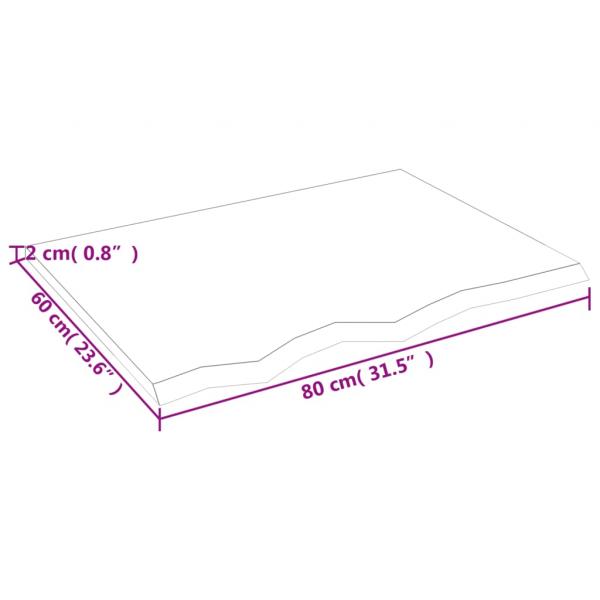 Tischplatte Hellbraun 80x60x2 cm Massivholz Eiche Behandelt