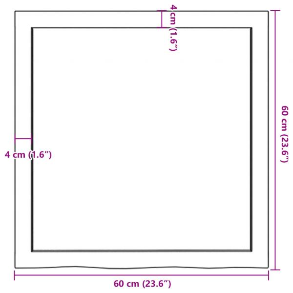 Tischplatte Hellbraun 60x60x(2-4) cm Massivholz Eiche Behandelt