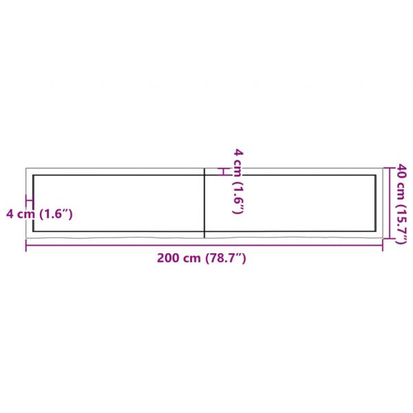 Tischplatte Hellbraun 200x40x(2-4)cm Massivholz Eiche Behandelt