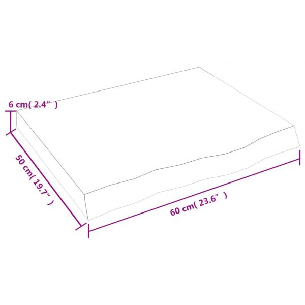 Tischplatte Hellbraun 60x50x(2-6) cm Massivholz Eiche Behandelt