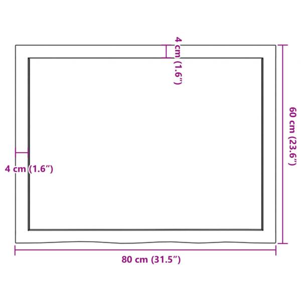 Tischplatte Hellbraun 80x60x(2-4) cm Massivholz Eiche Behandelt