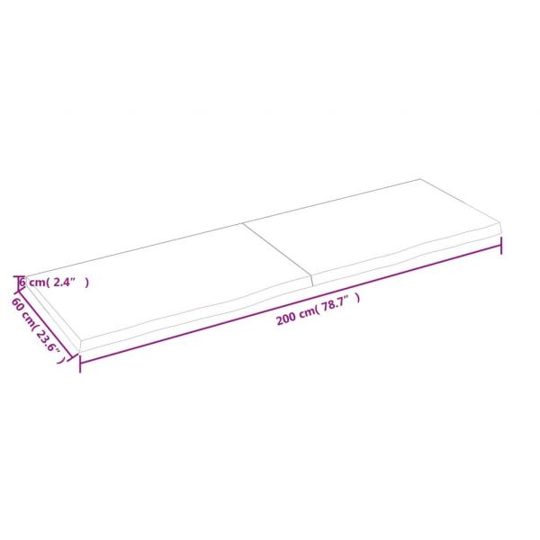 Tischplatte Hellbraun 200x60x(2-6)cm Massivholz Eiche Behandelt