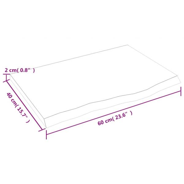 Tischplatte Dunkelbraun 60x40x2 cm Massivholz Eiche Behandelt