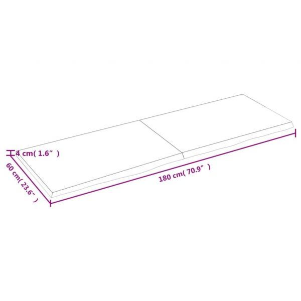 Tischplatte Hellbraun 180x60x(2-4)cm Massivholz Eiche Behandelt