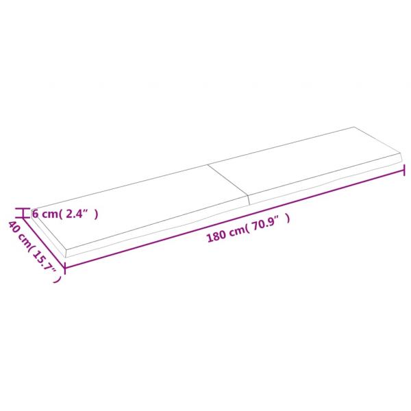 Tischplatte Hellbraun 180x40x(2-6)cm Massivholz Eiche Behandelt