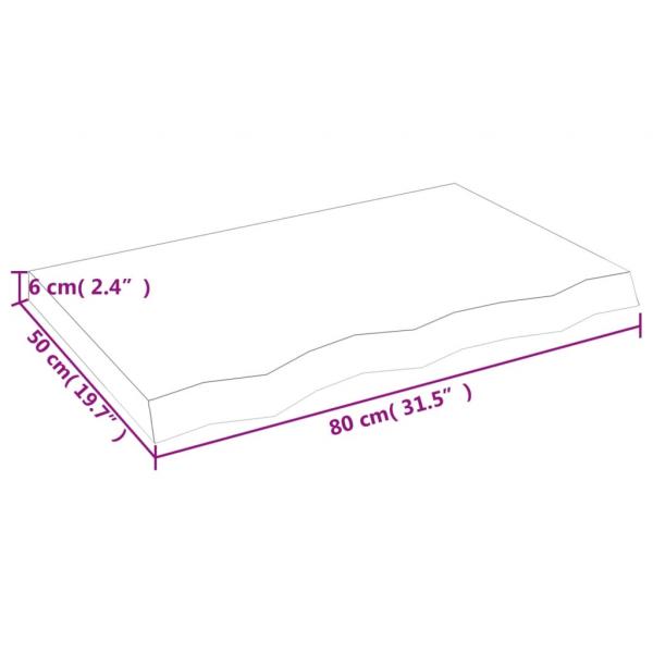 Tischplatte Dunkelbraun 80x50x(2-6)cm Massivholz Eiche