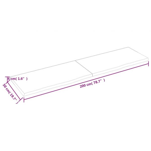 Tischplatte Hellbraun 200x50x(2-4)cm Massivholz Eiche Behandelt