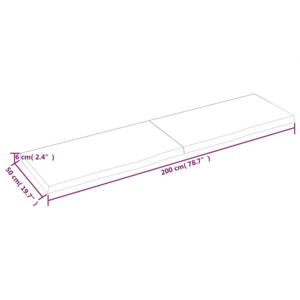 Tischplatte Hellbraun 200x50x(2-6)cm Massivholz Eiche Behandelt