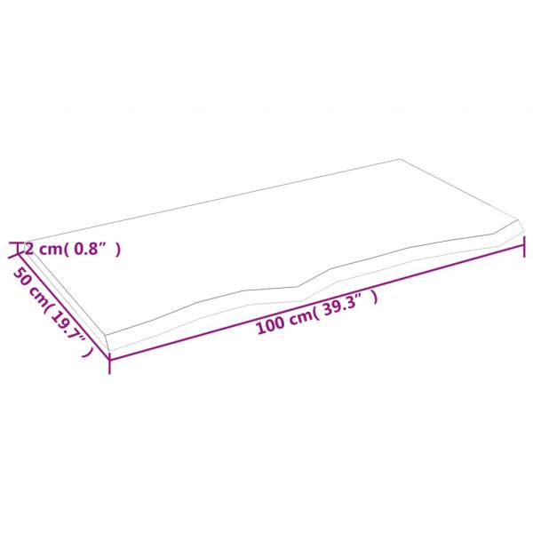 Tischplatte Dunkelbraun 100x50x2 cm Massivholz Eiche Behandelt