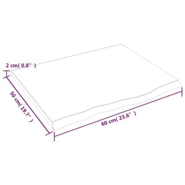 Tischplatte Dunkelbraun 60x50x2 cm Massivholz Eiche Behandelt