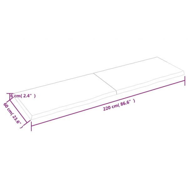 Tischplatte Hellbraun 220x60x(2-6)cm Massivholz Eiche Behandelt