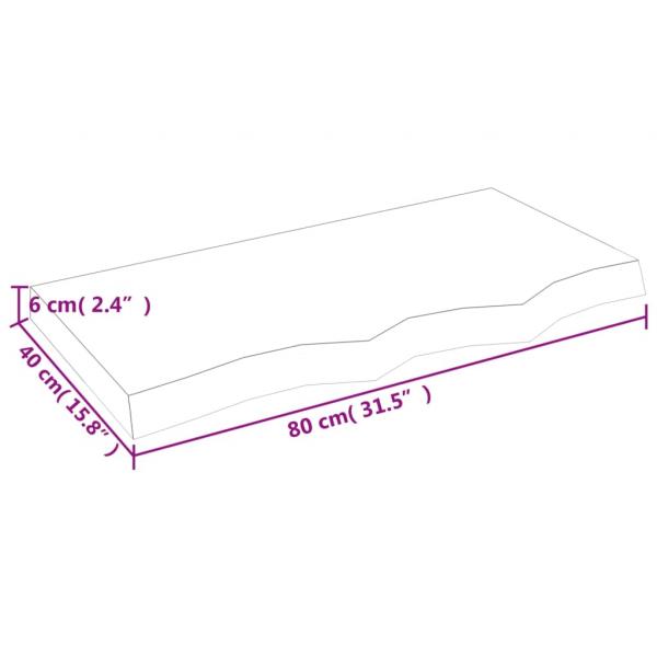 Tischplatte Dunkelbraun 80x40x(2-6)cm Massivholz Eiche