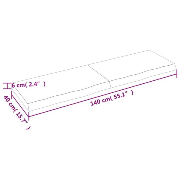 Tischplatte Dunkelbraun 140x40x(2-6)cm Massivholz Eiche