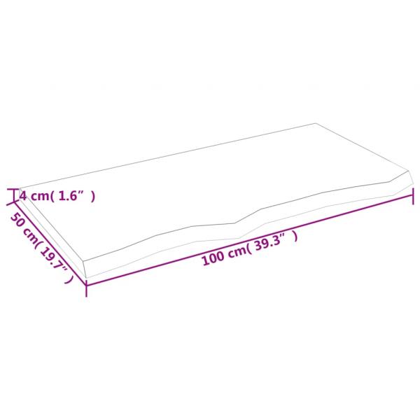 Tischplatte Dunkelbraun 100x50x(2-4)cm Massivholz Eiche