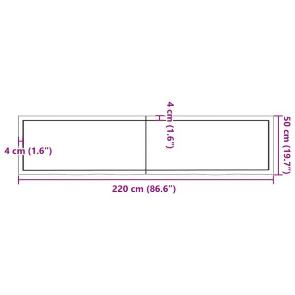 Tischplatte Dunkelbraun 220x50x(2-4)cm Massivholz Eiche